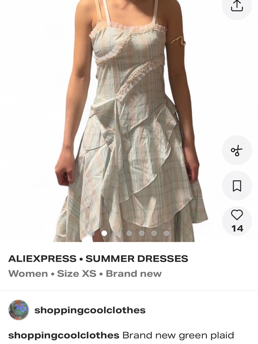 Express Pastel Stripe Asymmetrical Ruffle Sundress - Mint & Peach - Picture 2 of 7